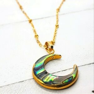 Cresent moon carved Abalone shell necklace